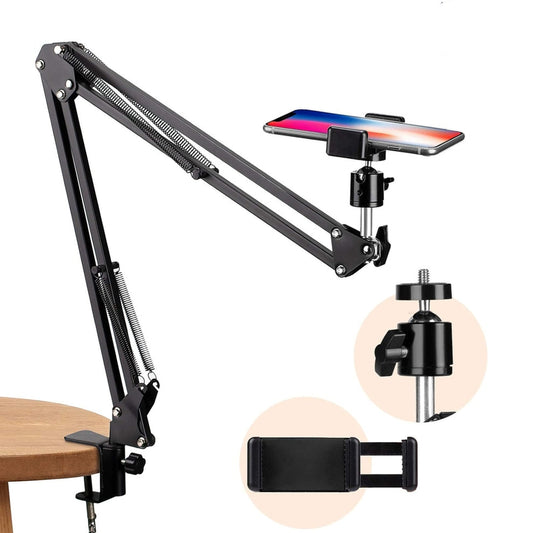 ADJUSTABLE MOBILE STAND HOLDER WITH FLEXIABLE ARM 360° ROTATION CLAMP FOR DESK TABLE