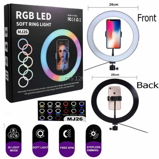 RING LIGHT RGB MJ26 26CM WITH MOBILE HOLDER